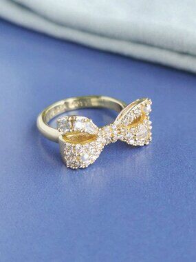 Kendra Scott Krista Gold White Mix Bow Cocktail Ring #7 🎉